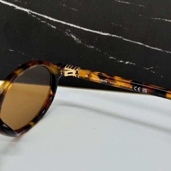 NEW MIU MIU MU 04ZS OVAL HAVANA BROWN SUNGLASSES MU04ZS 19P2Z1 WOMEN MIU MIU main image 11
